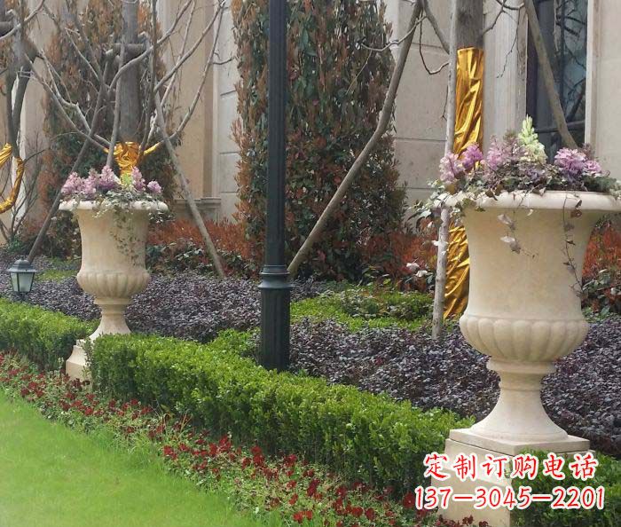 合肥小区景观汉白玉花盆石雕
