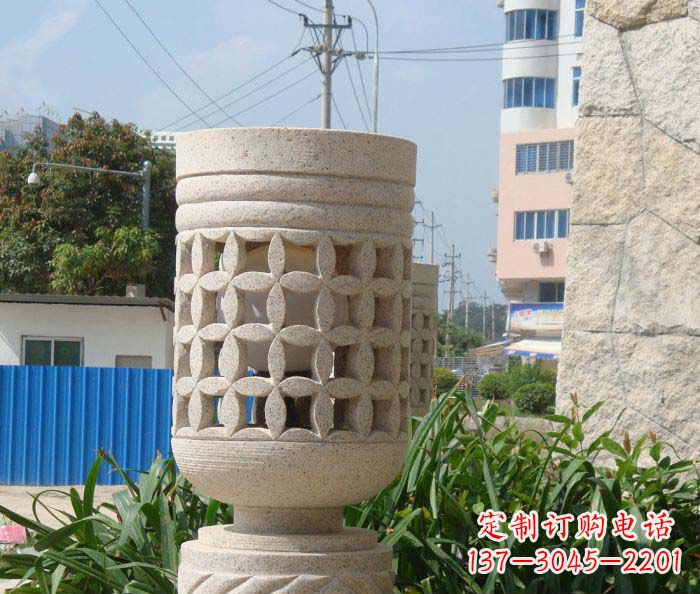 合肥小区景观镂空石灯石雕