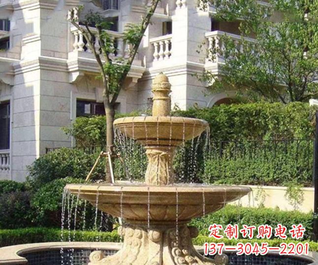 合肥小区景观晚霞红多层喷泉石雕 (4)