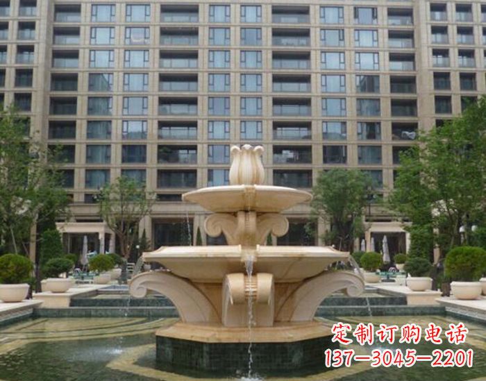 合肥小区景观晚霞红喷泉石雕 (2)