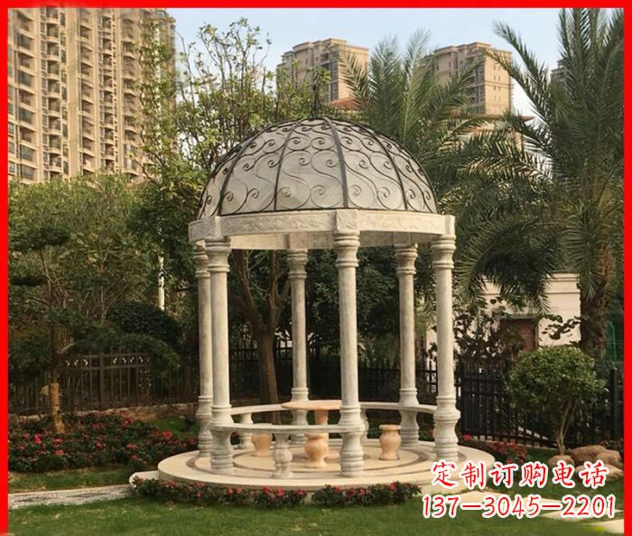合肥小区欧式圆顶凉亭石雕 (2)