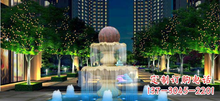 合肥小区石来运转风水球石雕喷泉