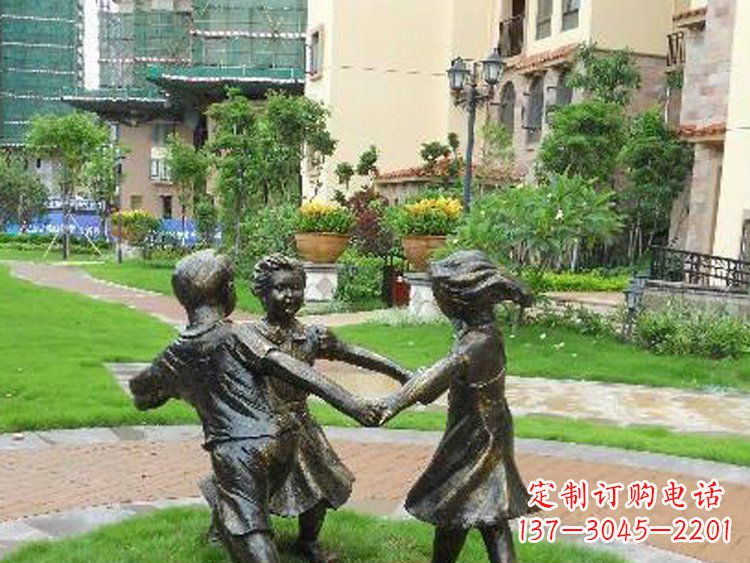 合肥小区铜雕儿童玩游戏人物雕塑