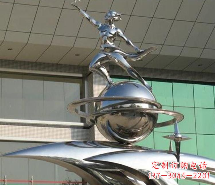 合肥校园不锈钢地球和学生景观雕塑