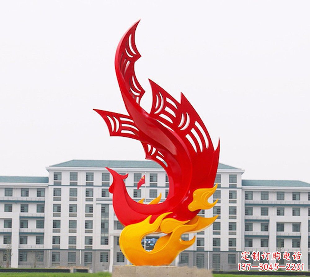 合肥校园不锈钢凤凰浴火雕塑