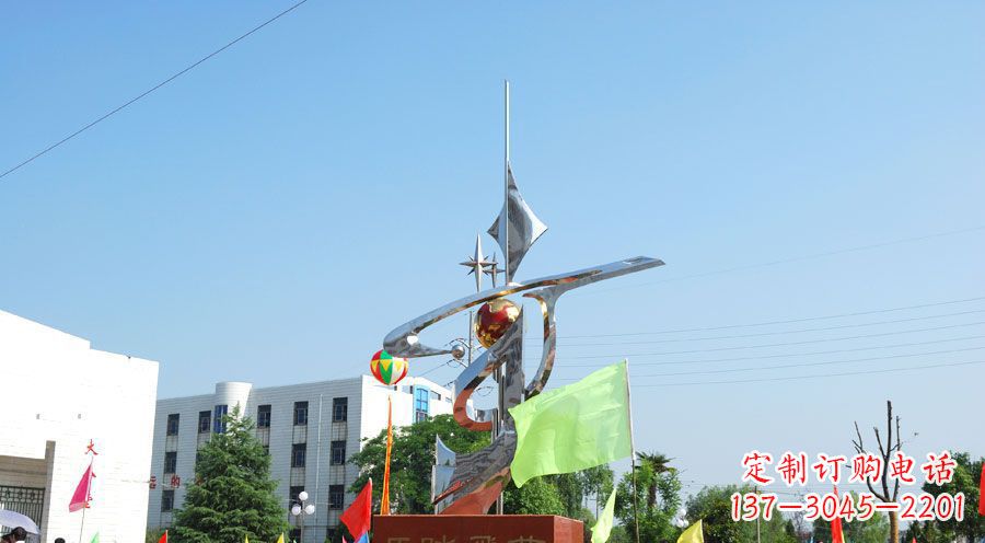 合肥校园不锈钢马踏飞燕地球雕塑