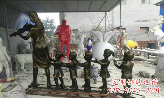 合肥校园老师和儿童铜雕