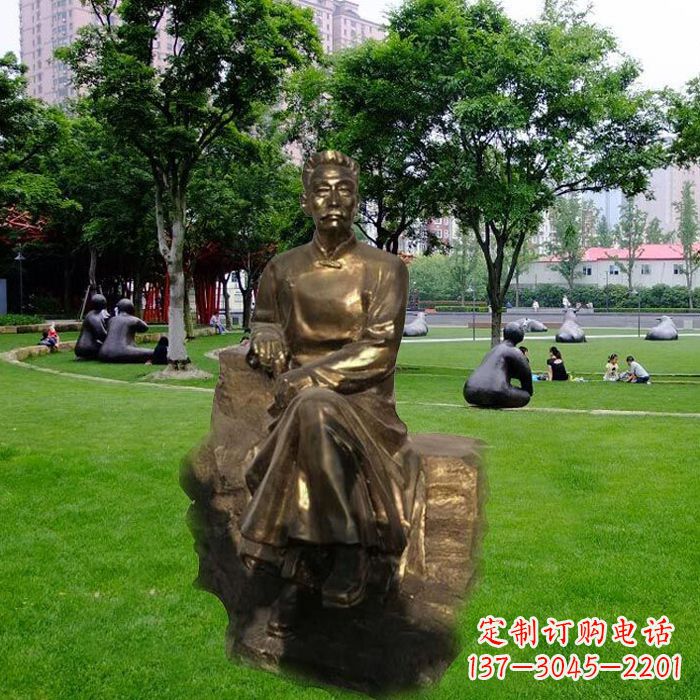 合肥校园名人鲁迅先生玻璃钢仿铜雕像