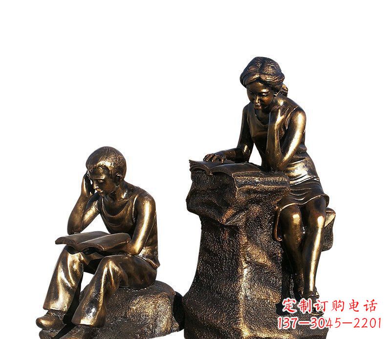合肥校园铸铜学生看书人物雕塑