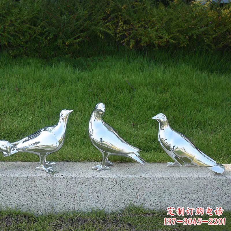 合肥银白色不锈钢电镀鸽子雕塑摆件