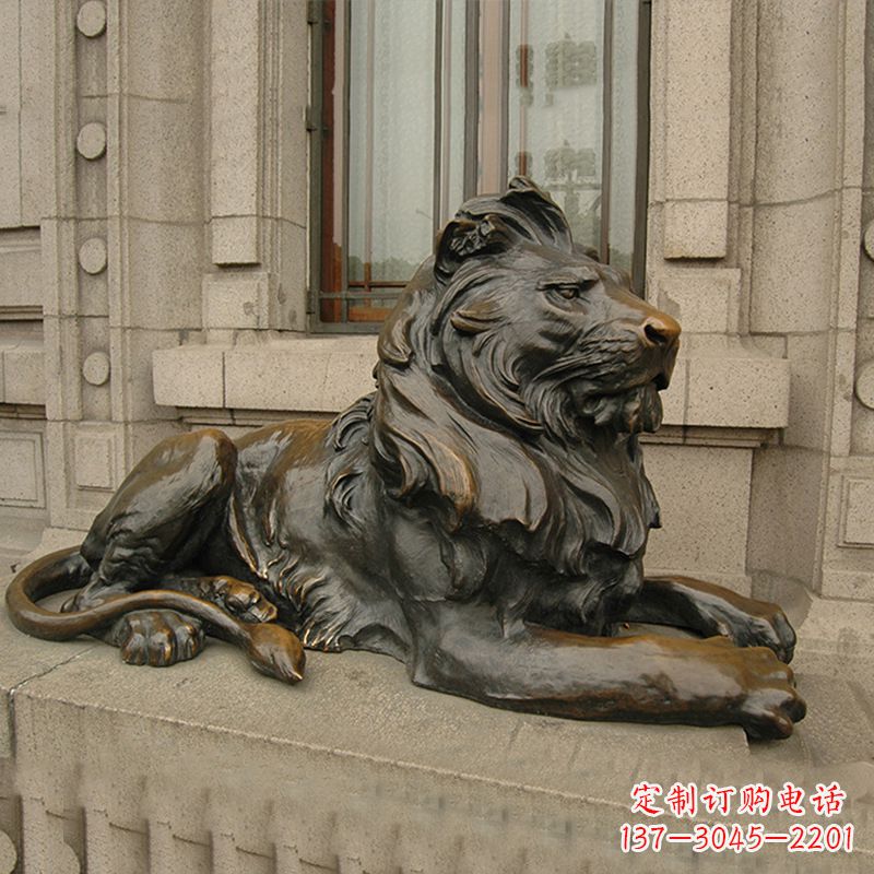 合肥银行大门铜雕港币狮子看门动物雕塑