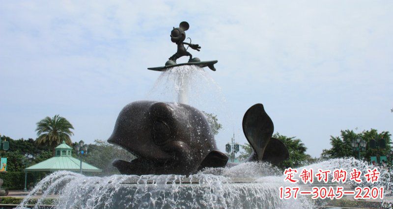 合肥游乐园鲸鱼喷泉和米老鼠景观铜雕