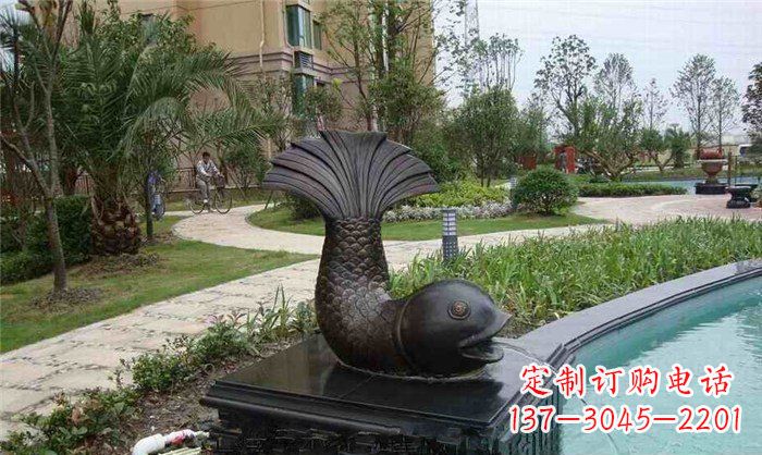 合肥鱼式喷泉小区景观铜雕