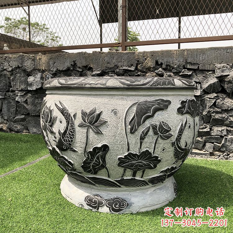 合肥鱼纹水缸石雕