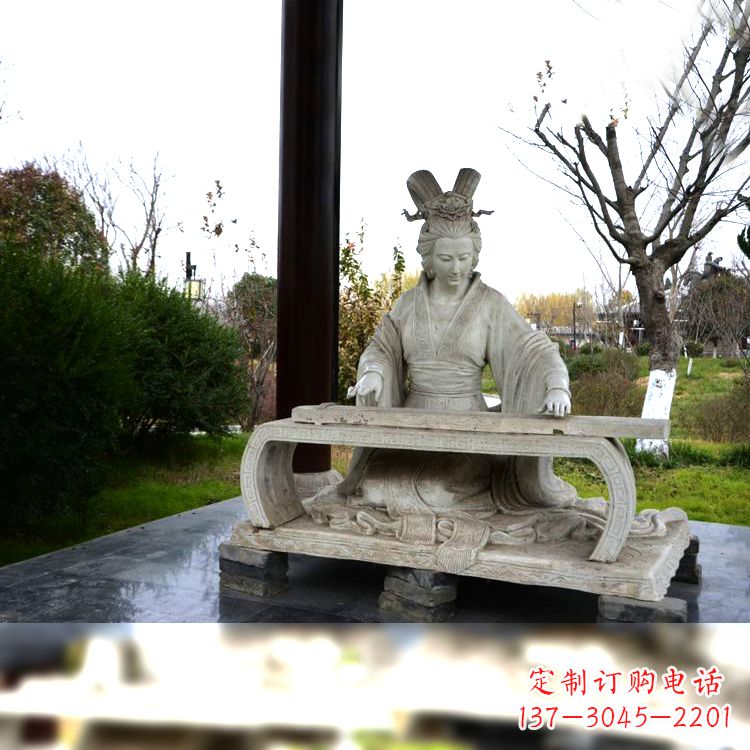合肥虞姬弹琴雕塑-公园古代人物著名美女情景雕塑