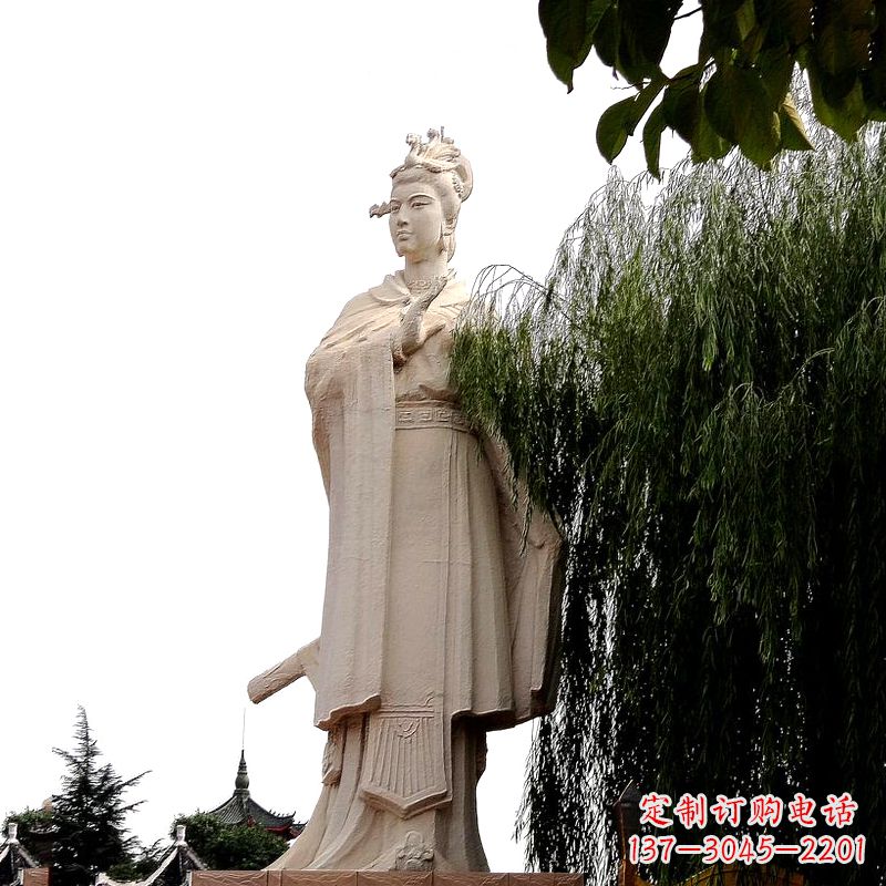 合肥虞姬砂岩石雕-景区园林古代人物著名美女雕像