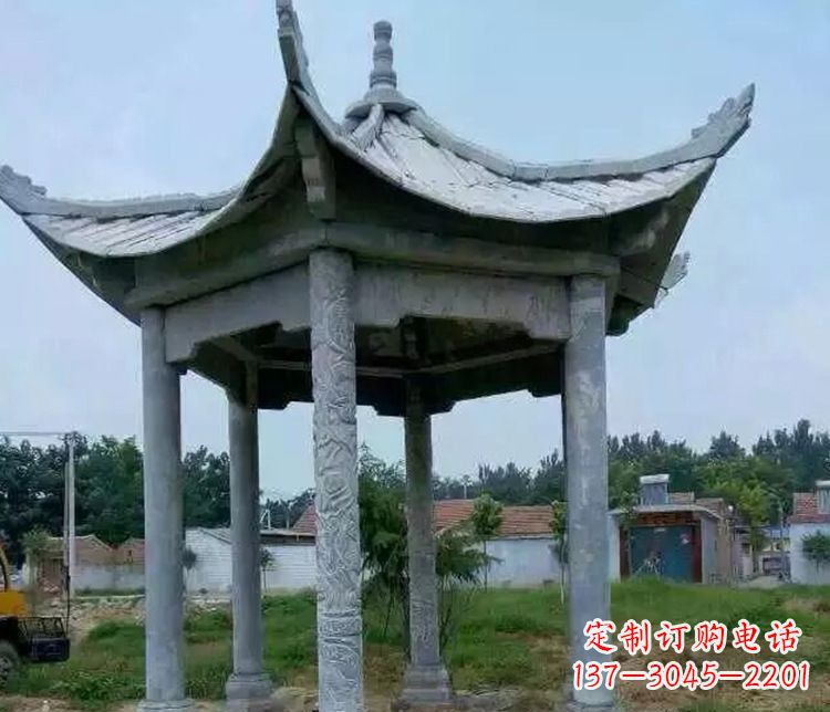 合肥园林仿古六角凉亭景观石雕