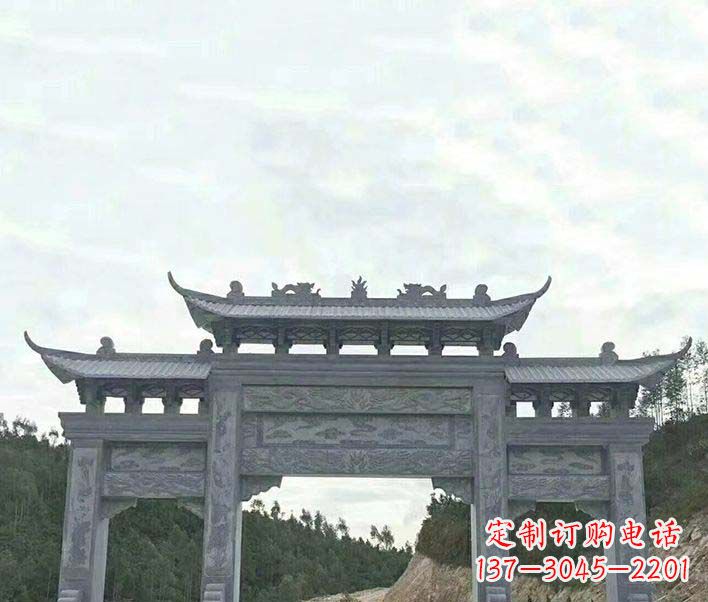 合肥园林仿古三门石牌坊景观石雕