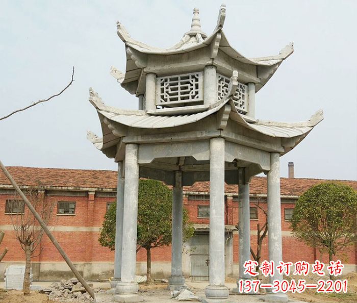 合肥园林仿古双层石雕凉亭 (2)