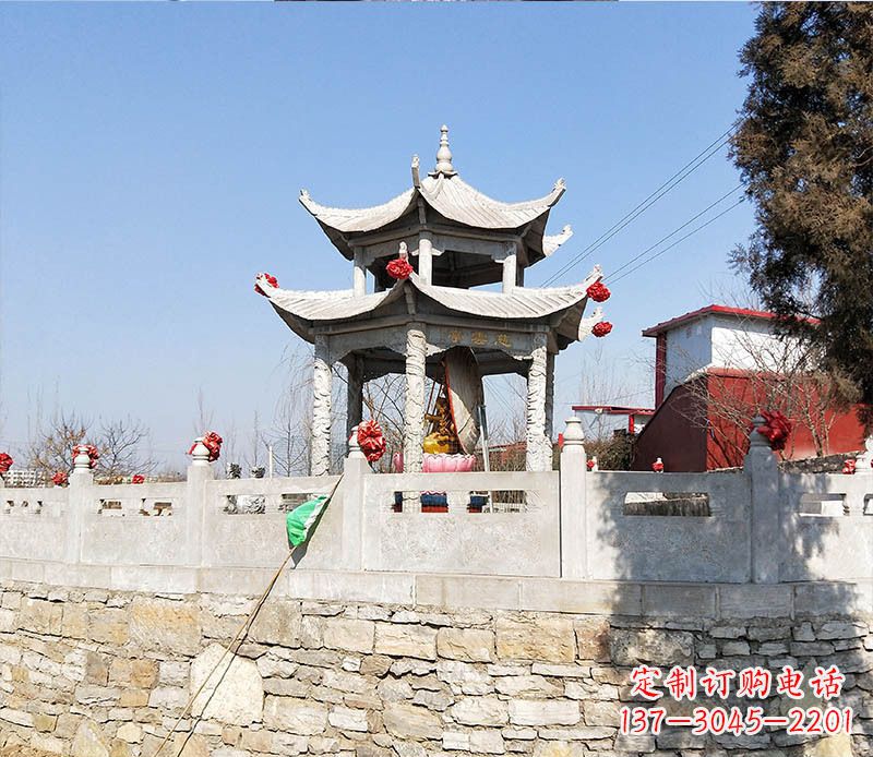合肥园林仿古双层石凉亭景观石雕 (3)