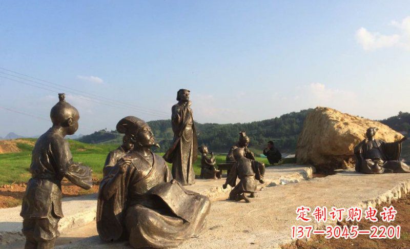 合肥园林古代人物和玩耍的小孩小品铜雕
