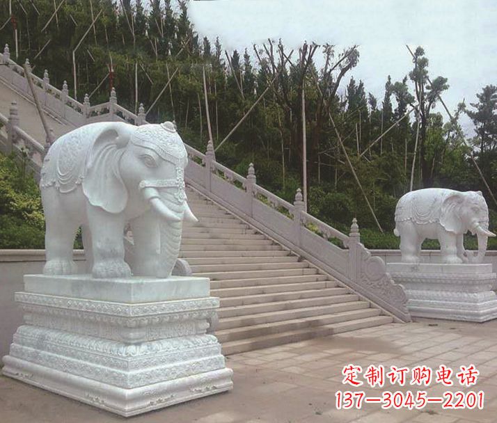 合肥园林汉白玉大象景观石雕
