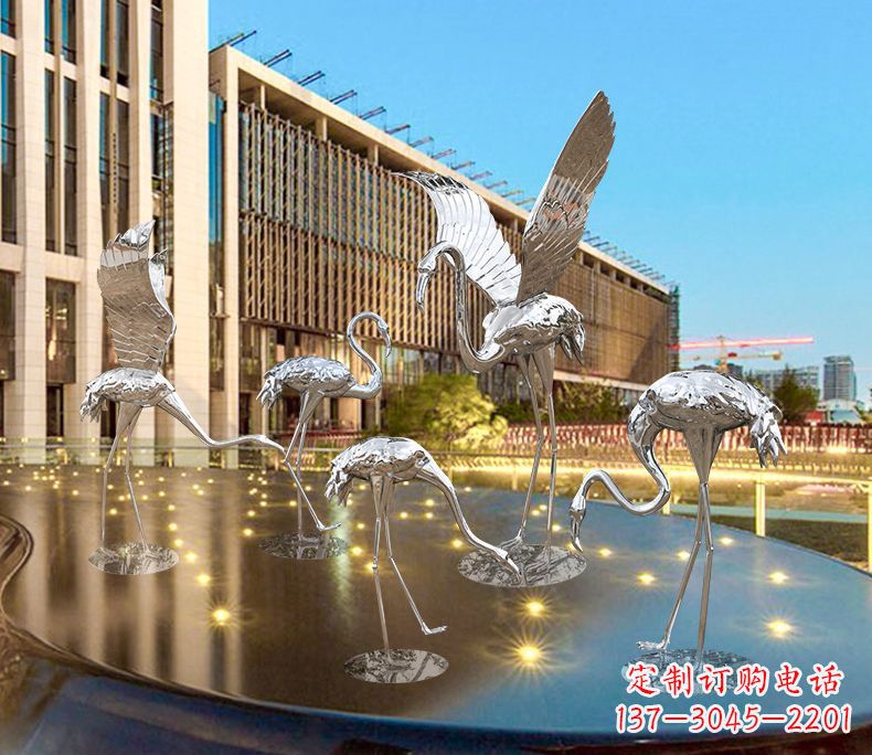 合肥园林火烈鸟不锈钢雕塑