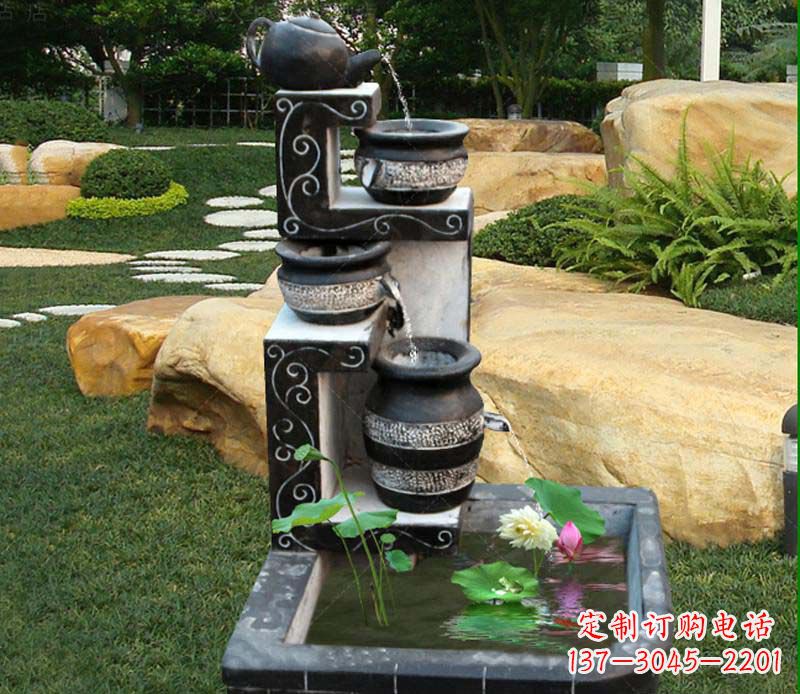 合肥园林景观茶壶流水池石雕