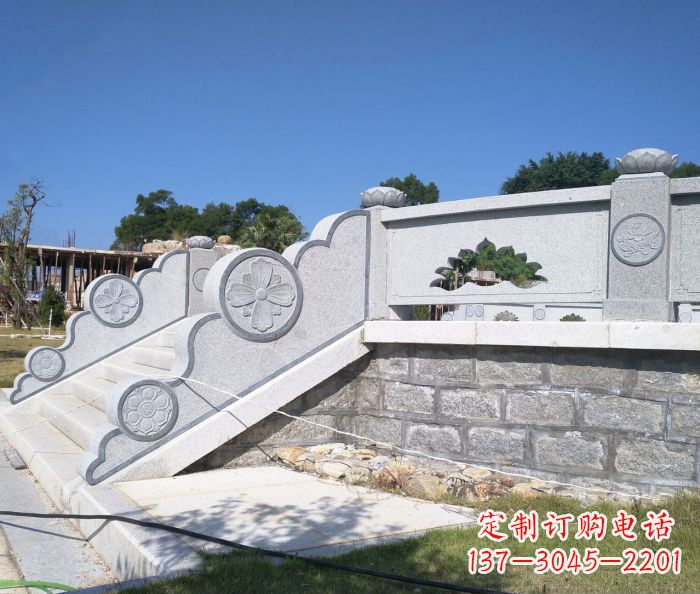 合肥园林景观大理石镂空莲花石栏板 (2)