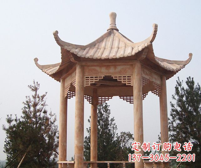 合肥园林景观单层石雕凉亭 (3)