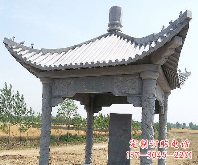 合肥园林景观单层石雕凉亭 (4)