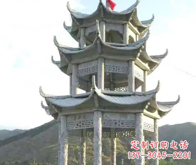合肥园林景观多层凉亭石雕 (3)