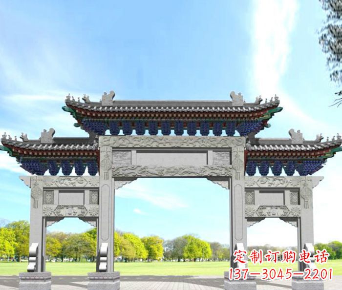 合肥园林景观仿古三门石牌坊