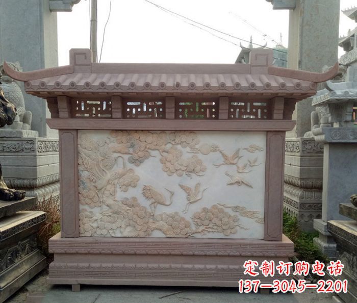 合肥园林景观松鹤石浮雕影壁