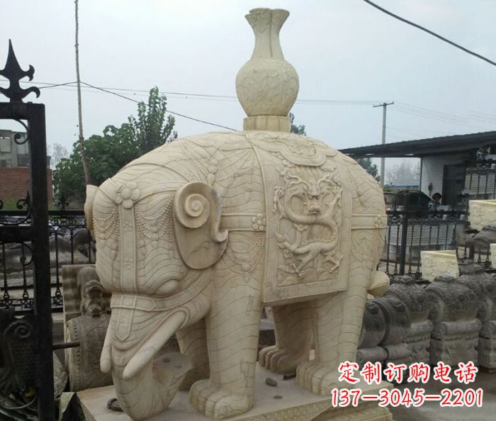合肥园林景观驮瓶大象石雕