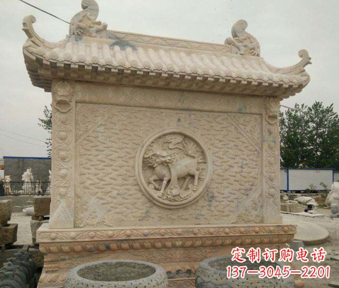 合肥园林景观晚霞红石雕影壁