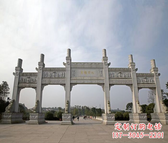 合肥园林景观五门石雕牌坊