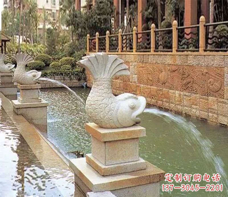 合肥园林鲤鱼喷泉景观石雕