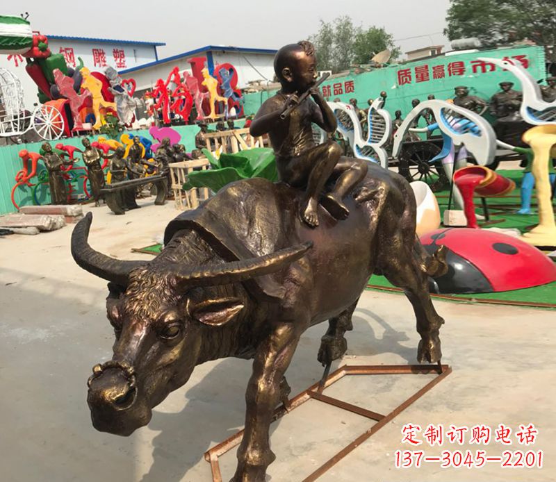 合肥园林牧童骑牛铜雕塑