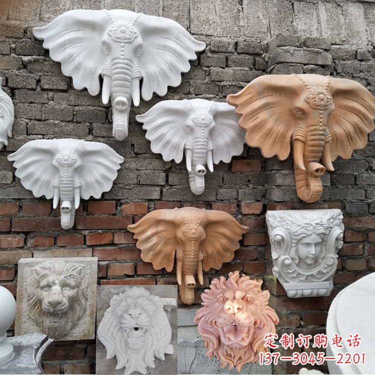 合肥园林喷水壁挂大象头部雕塑