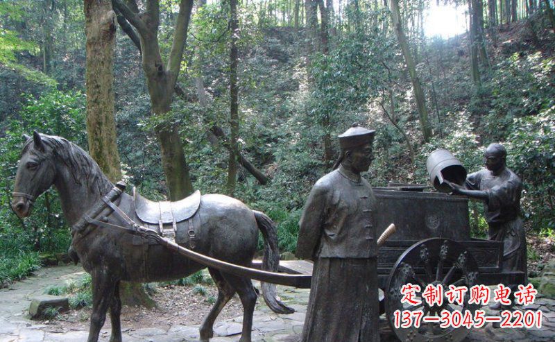 合肥园林清朝士兵和马车小品铜雕