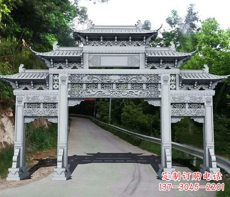 合肥园林三门石牌坊景观石雕