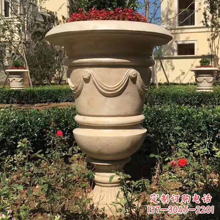 合肥园林砂岩石雕花盆