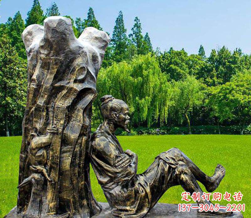 合肥园林守株待兔典故人物铜雕