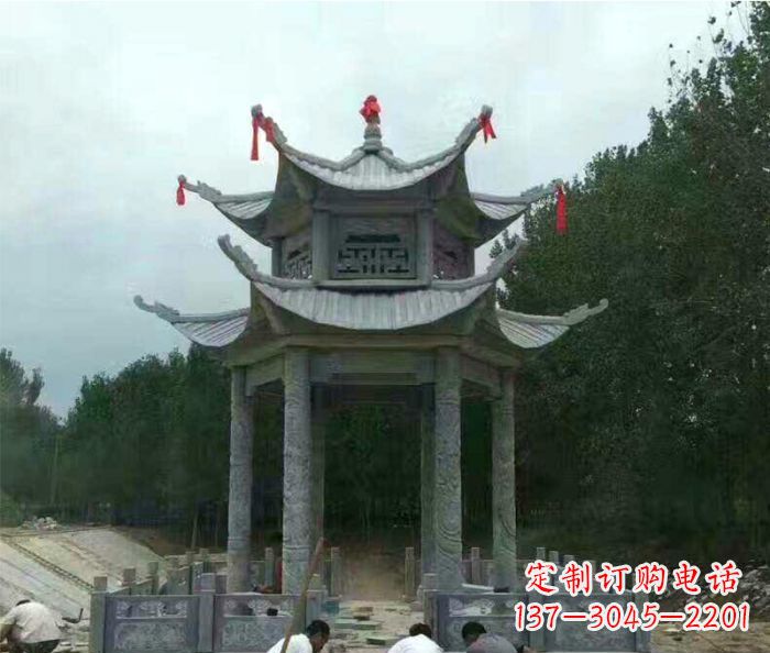 合肥园林双层凉亭石雕 (3)