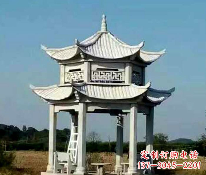 合肥园林双层石雕凉亭 (2)