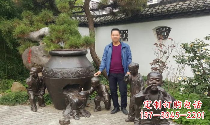 合肥园林司马光砸缸铜雕 (2)