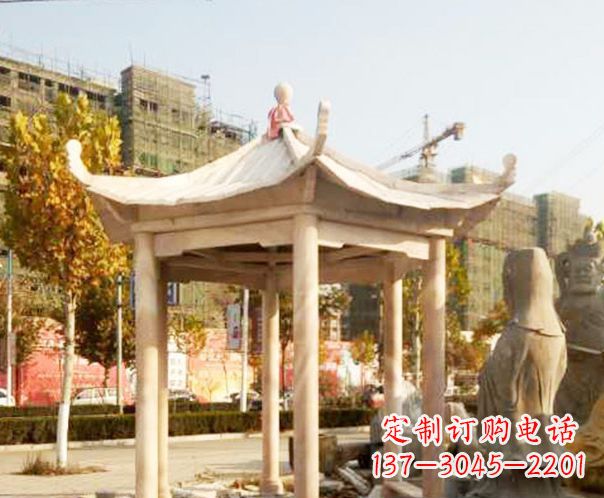 合肥园林晚霞红单层凉亭景观石雕