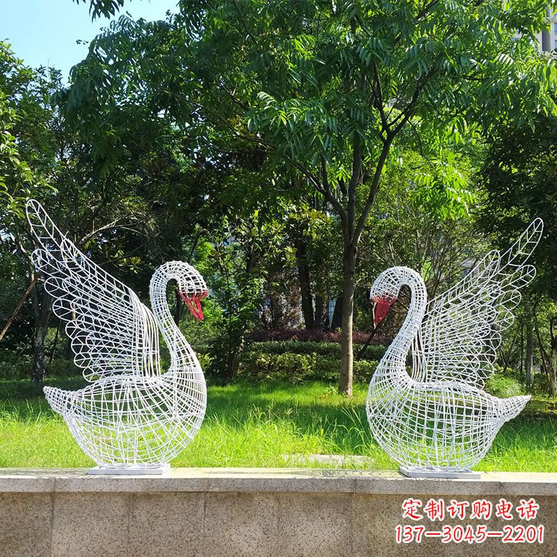 合肥展翅天鹅网格雕塑-上色款