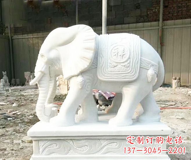 合肥招财动物汉白玉大象石雕 (3)